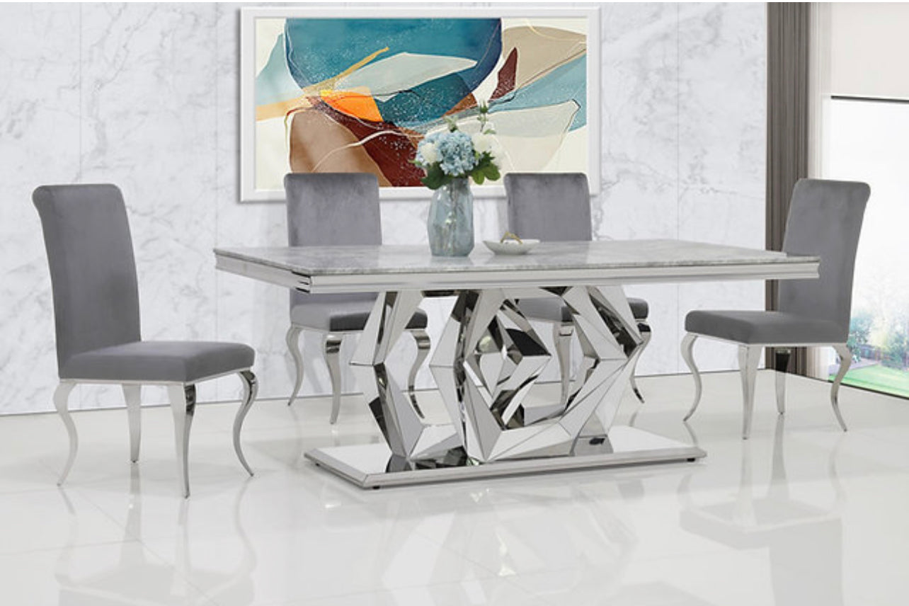Lisa Light Gray Marble Dining Table