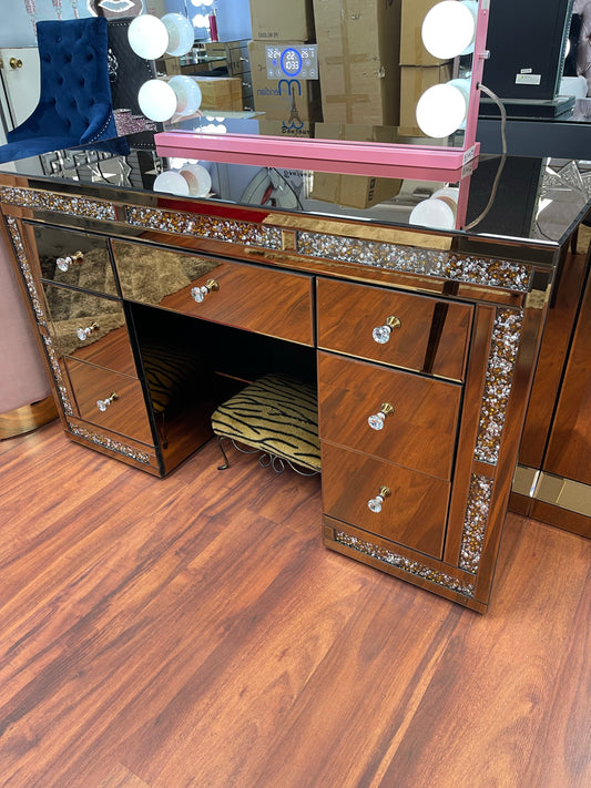 Glam Mirrored Rose Gold Vanity