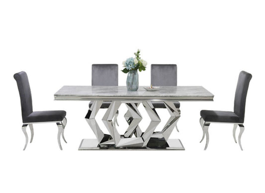 Lisa Light Gray Marble Dining Table
