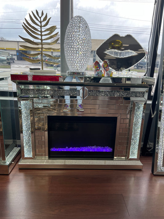 Bluetooth Mirrored Brick Style Fireplace