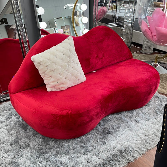 Red Velvet Lips Accent Sofa