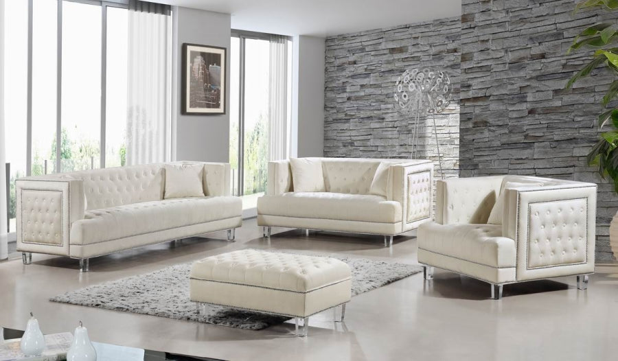 Lucas Velvet 4pc Set Sofa, Loveseat, Chair & Ottoman