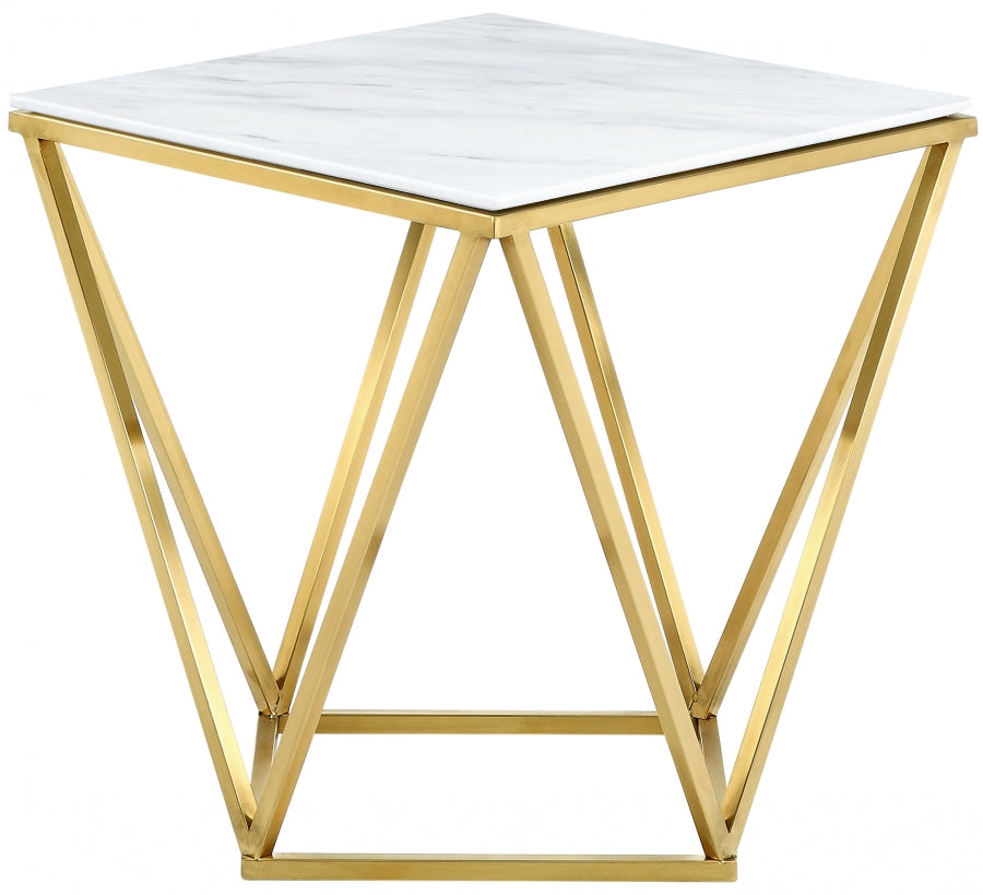 Marble Top End Table with Golden Base
