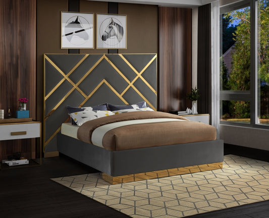 Vector Velvet Bed with Gold Trim