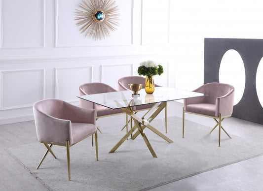 Glass Dining Table with Decorative Gold Base