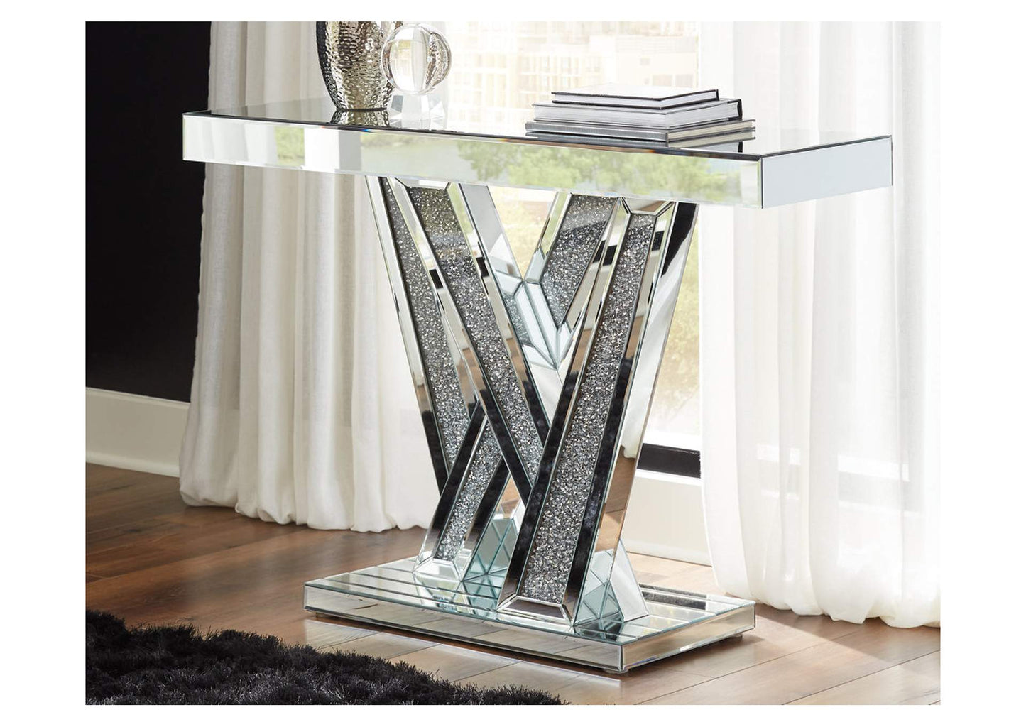 Glam mirrored console table