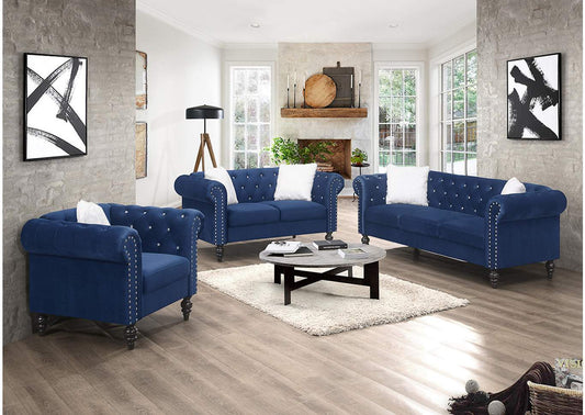 Emma Blue Sofa & Loveseat Set