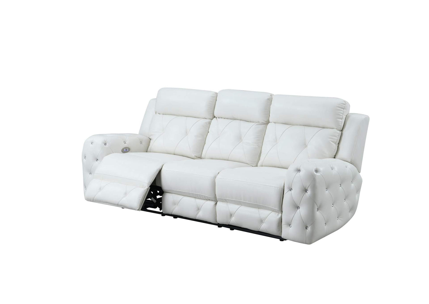 Glam White Power Reclining Sofa