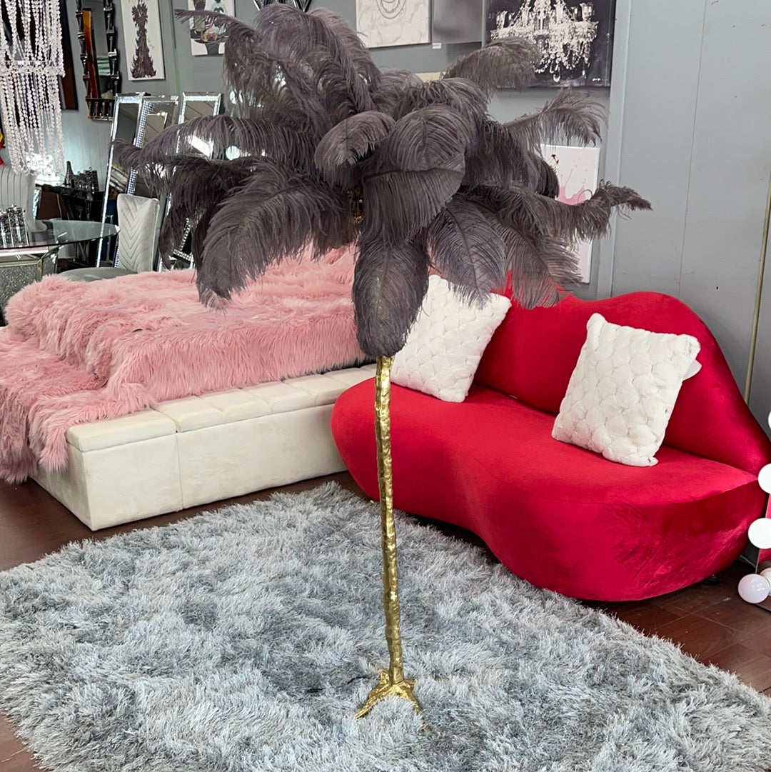Glam Palm Tree Feathered Lamp