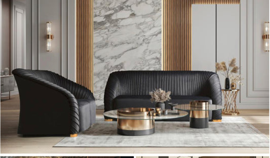 Lola Black Sofa & Loveseat Set