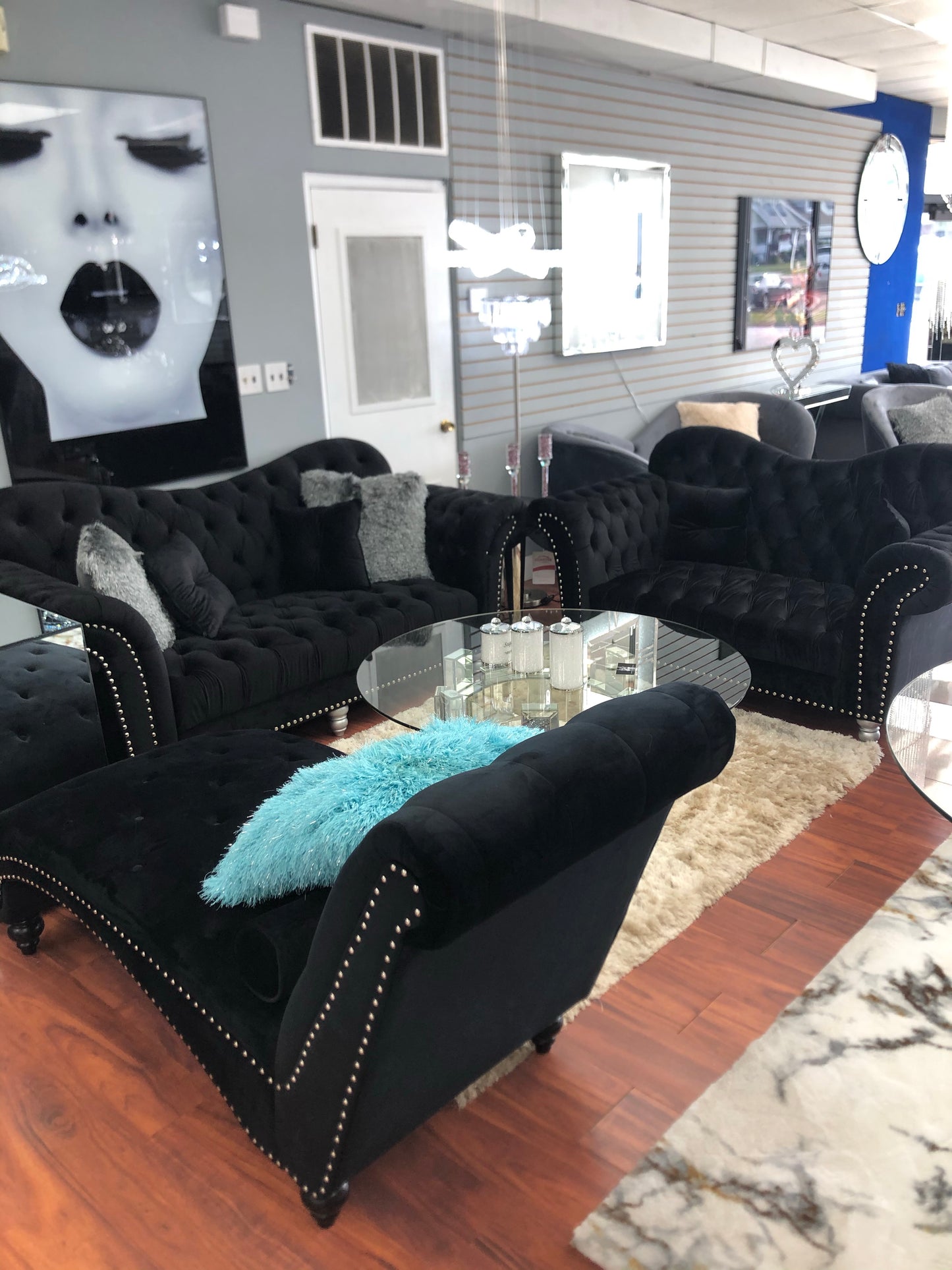Glam Black Tufted Sofa & Loveseat Set