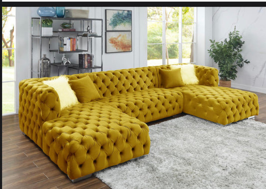 Yellow Hollywood Double Chaise Sectional