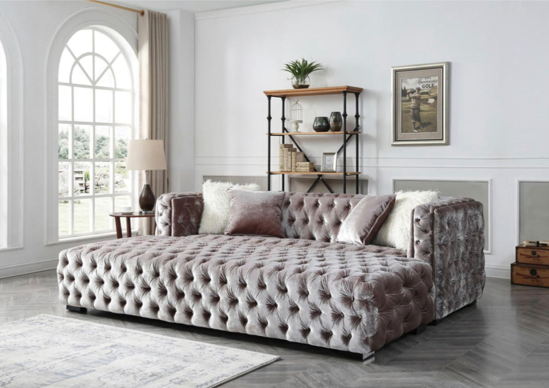 Large Extended Velvet Ottoman