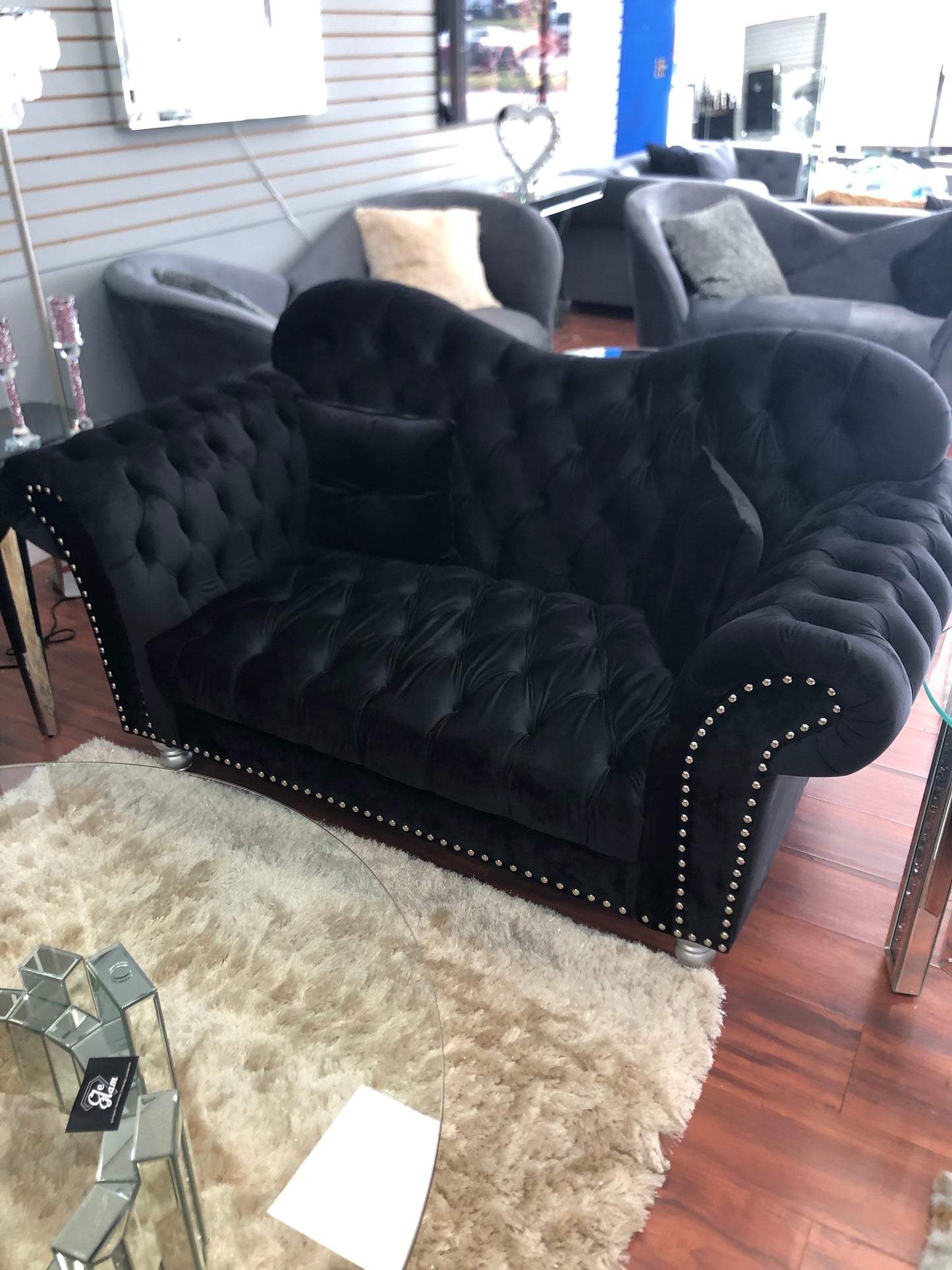 Glam Black Tufted Sofa & Loveseat Set