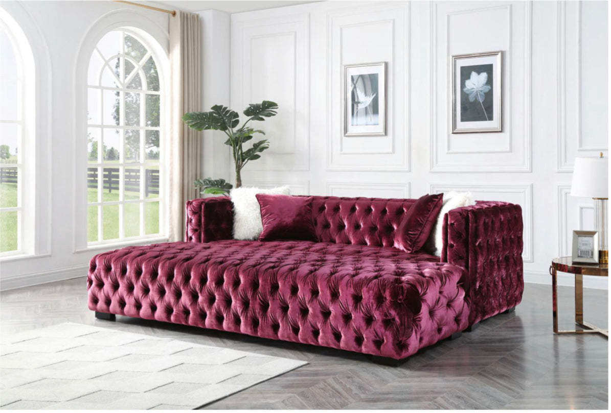 Large Extended Velvet Ottoman