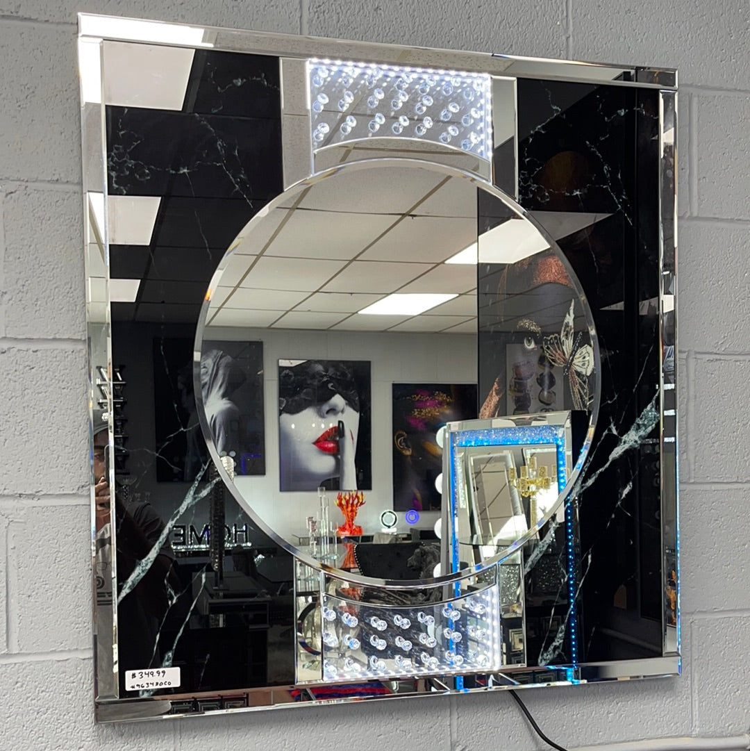 New Black Glass Marble Style LED Mirror