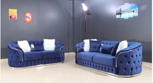 Cali Navy Sofa & Loveseat Set