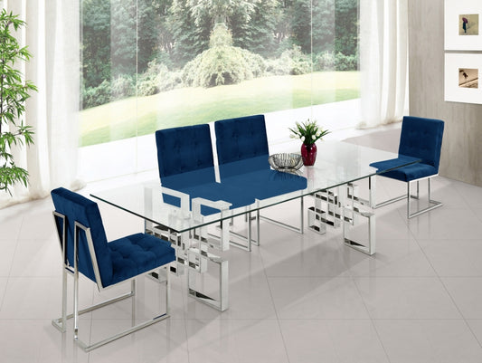 Glass Dining Table with chrome base